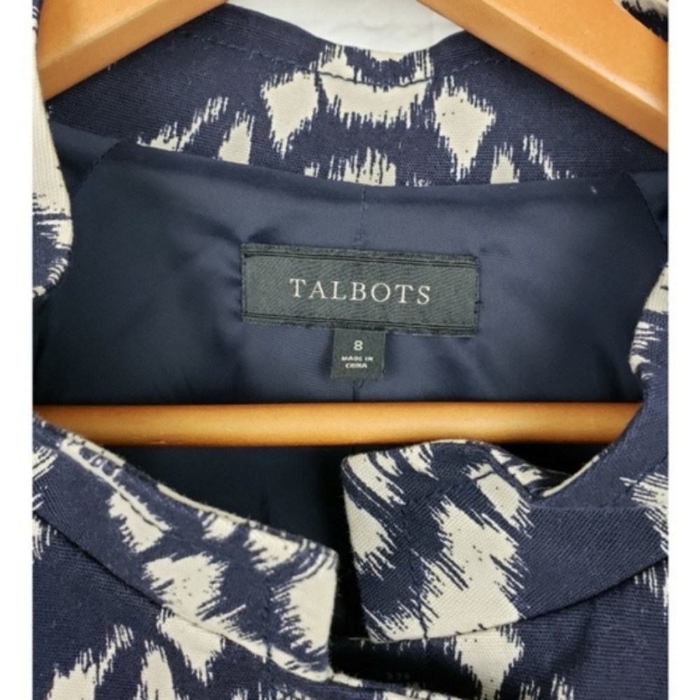 Talbots Navy White Abstract Print Peacoat - Picture 3 of 4